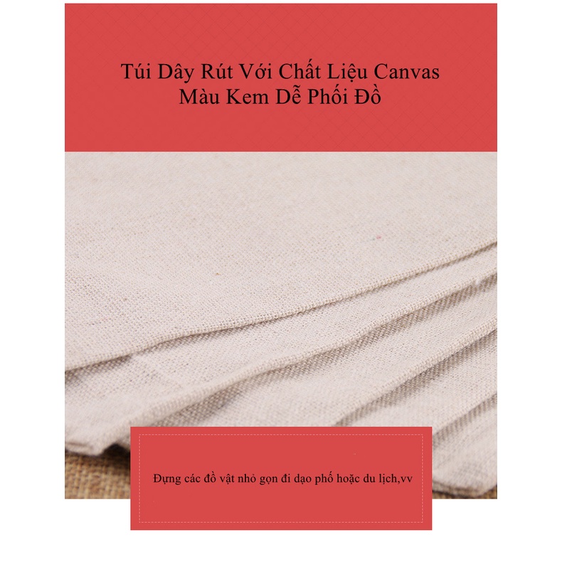 Túi Vải Cotton Mộc Dây Rút Đựng Đồ Tiện Dụng Đi Du Lịch 15*20cm và 29*36cm