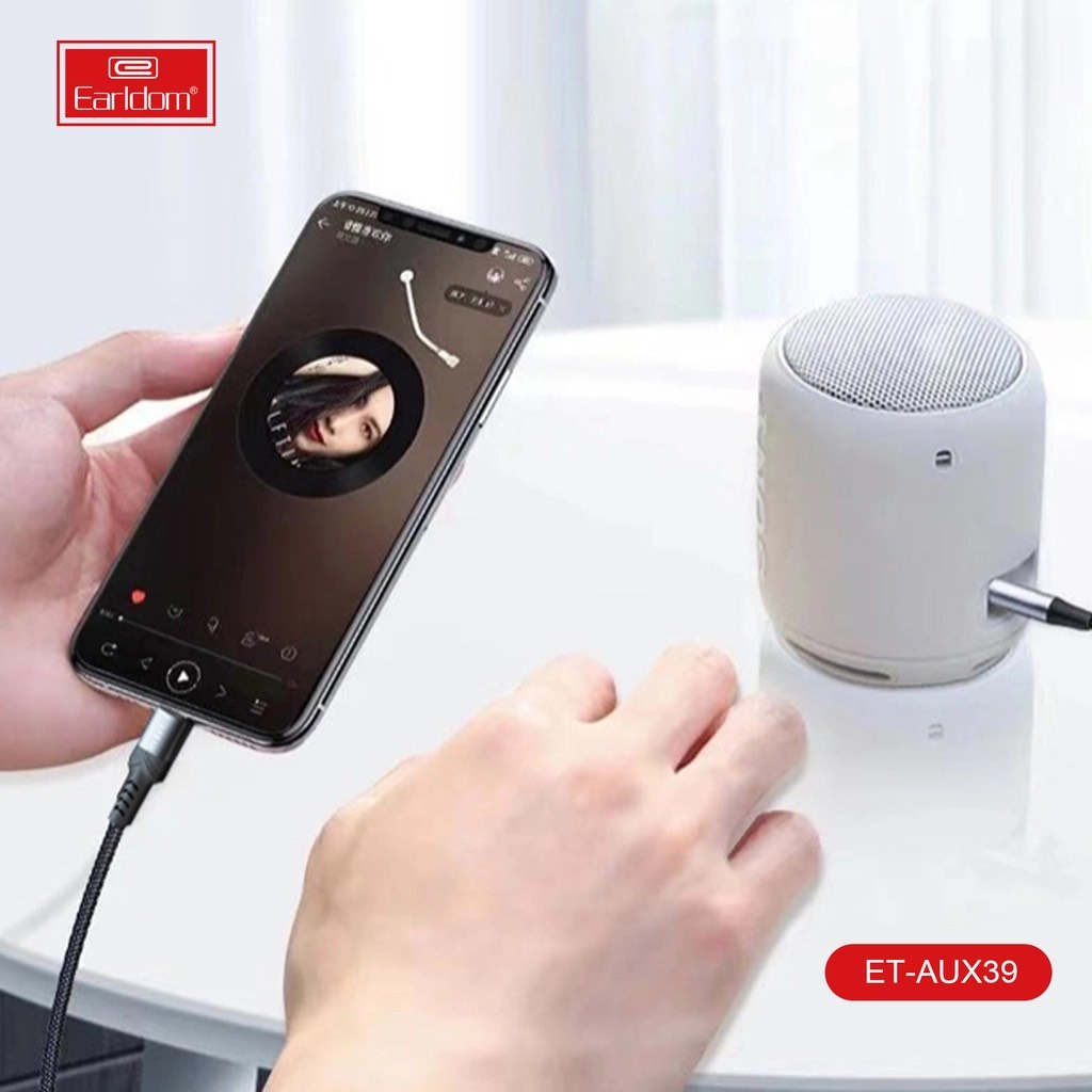 Dây Kết Nối Ra Loa 1 Đầu I.P Và 1 Cổng 3.5 Earldom AUX-39 (Kết Nối qua Bluetooth)