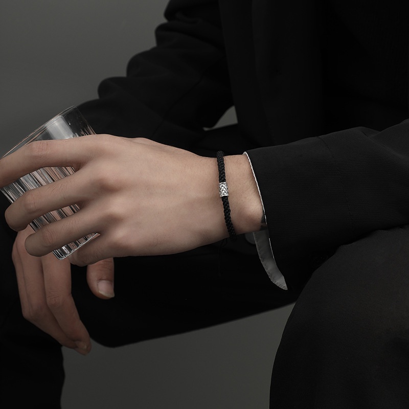 Vòng Tay Nam Lắc Tay Unisex Thời Trang Đeo Tay Nam Nữ Basic Saz Store Màu Bạc Đen - Vòng Silver Pillar