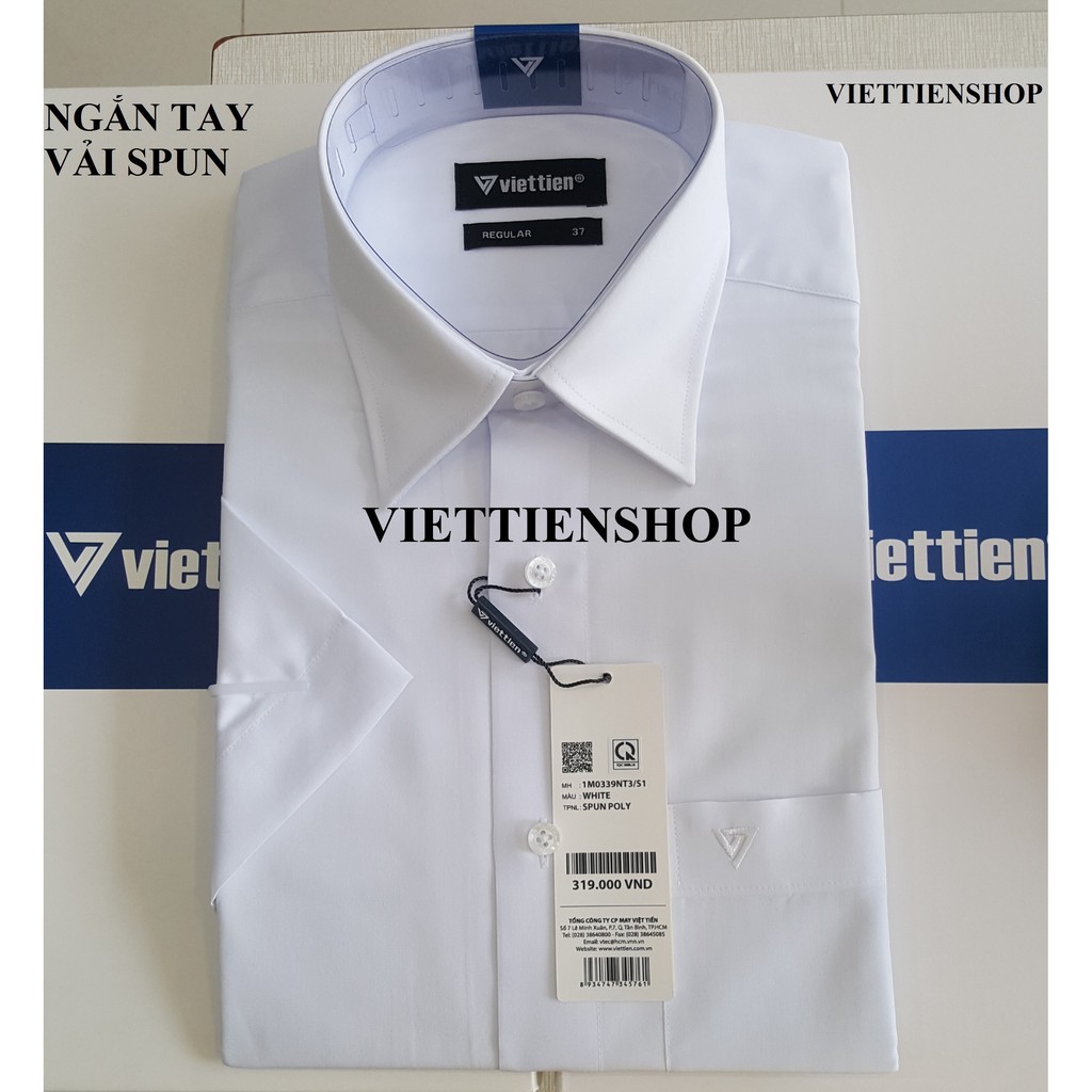 (DÁNG KHÔNG ÔM) ÁO SƠ MI VIỆT TIẾN NGẮN TAY VÀ DÀI TAY MÀU TRẮNG | BigBuy360 - bigbuy360.vn
