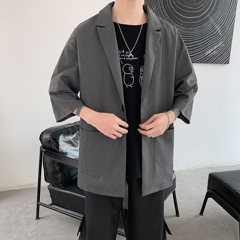 Áo Khoác Nam Blazer Trơn Kiểu Dáng Basic Chất Đũi Xuất Sịn Dành Cho Nam