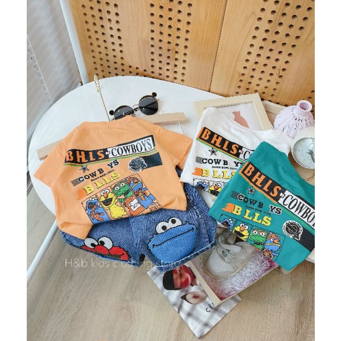 [8-19kg] Set bộ HB kids áo phông quần jean bé trai