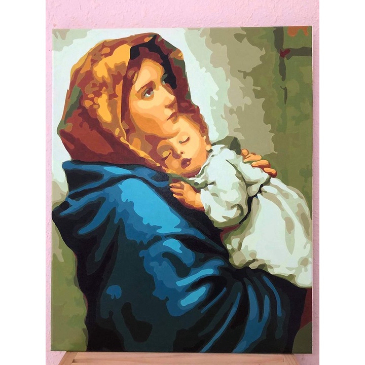 Tranh tô màu, Tranh sơn dầu số hóa tự tô Madoca có khung 40x50cm [TỔNG HỢP TRANH CHỦ ĐỀ THIÊN CHÚA]