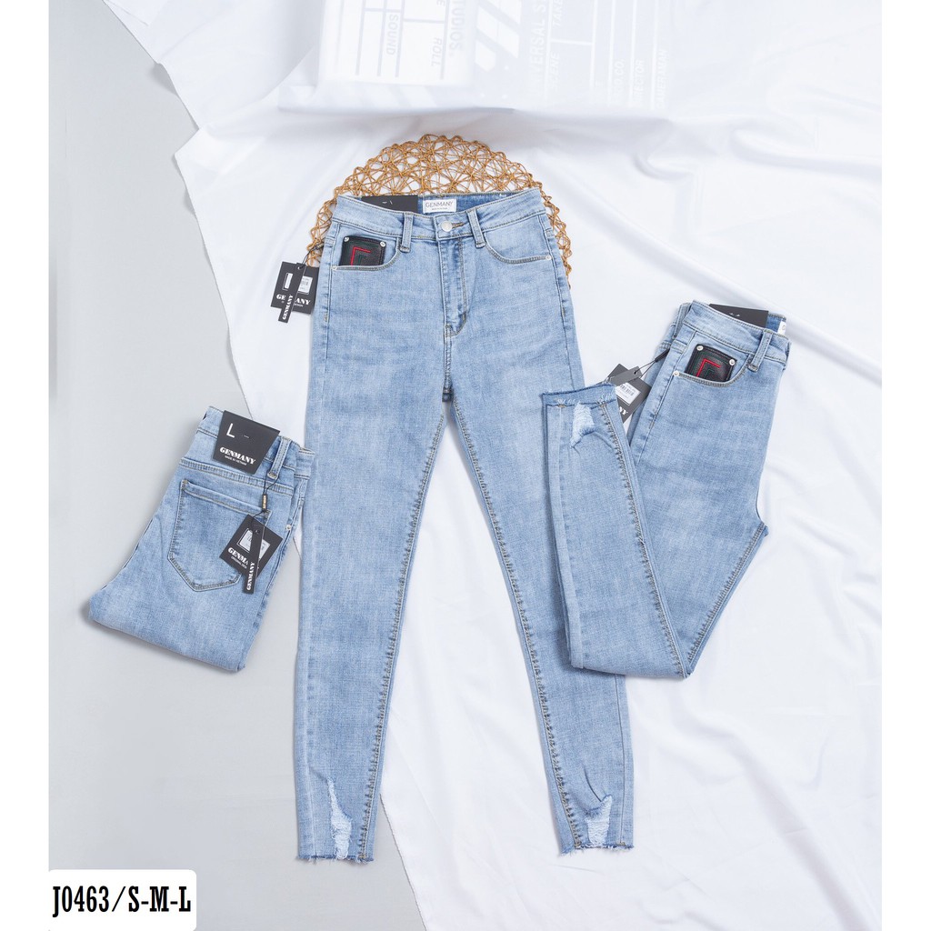 Quần Jean Skinny Nữ Màu Nhạt Lai Rách Lưng Siêu Cao Tôn Dáng Và Thời Trang J0463