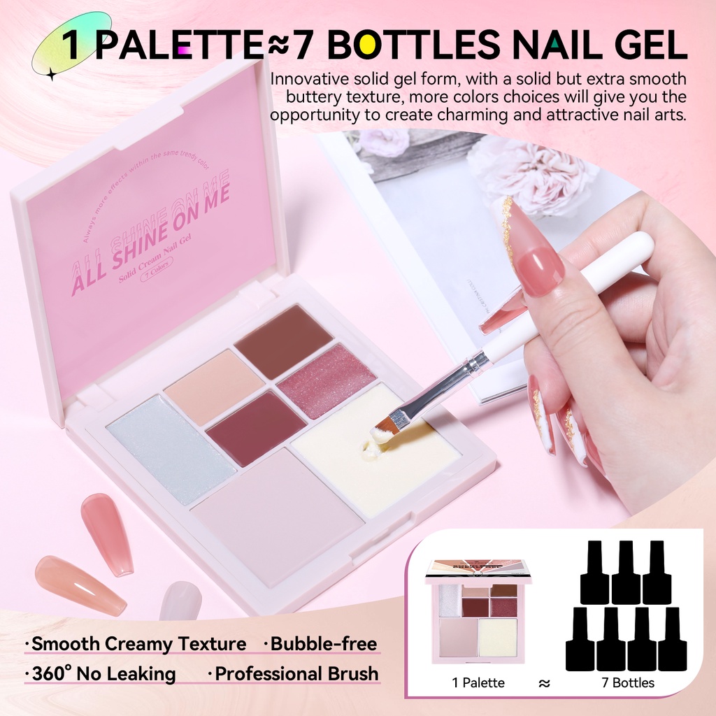 BORN PRETTY 7 Màu sắc Bộ sơn móng tay Solid Gel với Bàn chải làm móng UV Gel