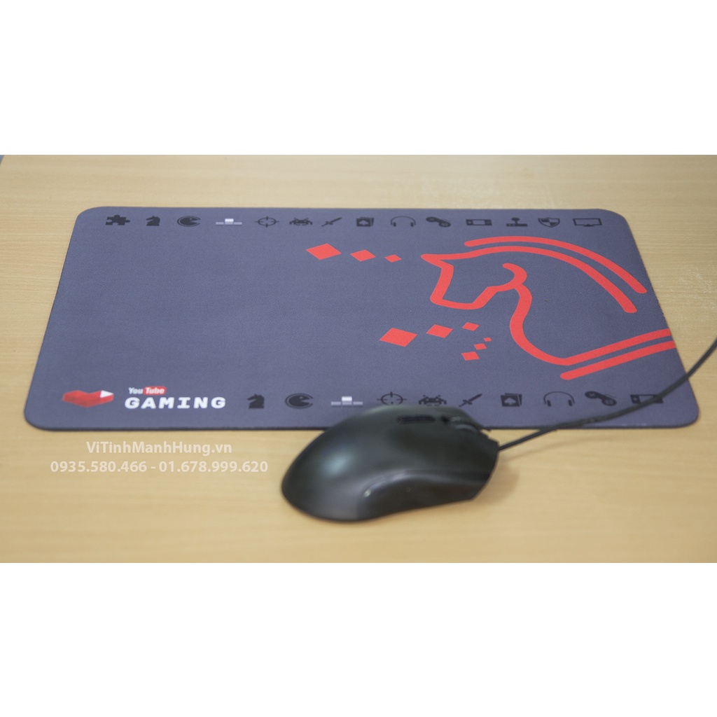 Lót chuột QCK Youtube Gaming ( 400 x 300 x 3mm ), không bo viền.