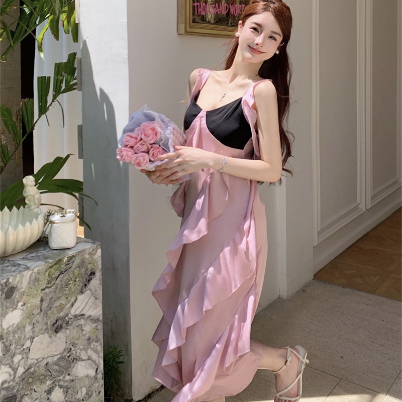 Jane Đầm suông satin dịu dàng đi biển