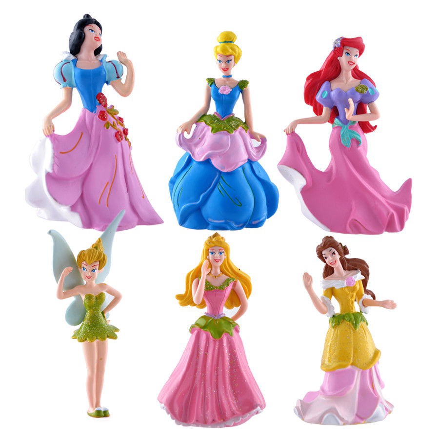 6pcs Disney công chúa Belle Cô bé Lọ Lem Playset Cake Topper Hình Set Đồ chơi Quà tặng