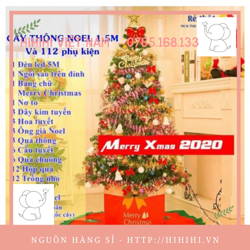 CÂY THÔNG NOEL 1.5M FULL KÈM PHỤ KIỆN. LOẠI 1