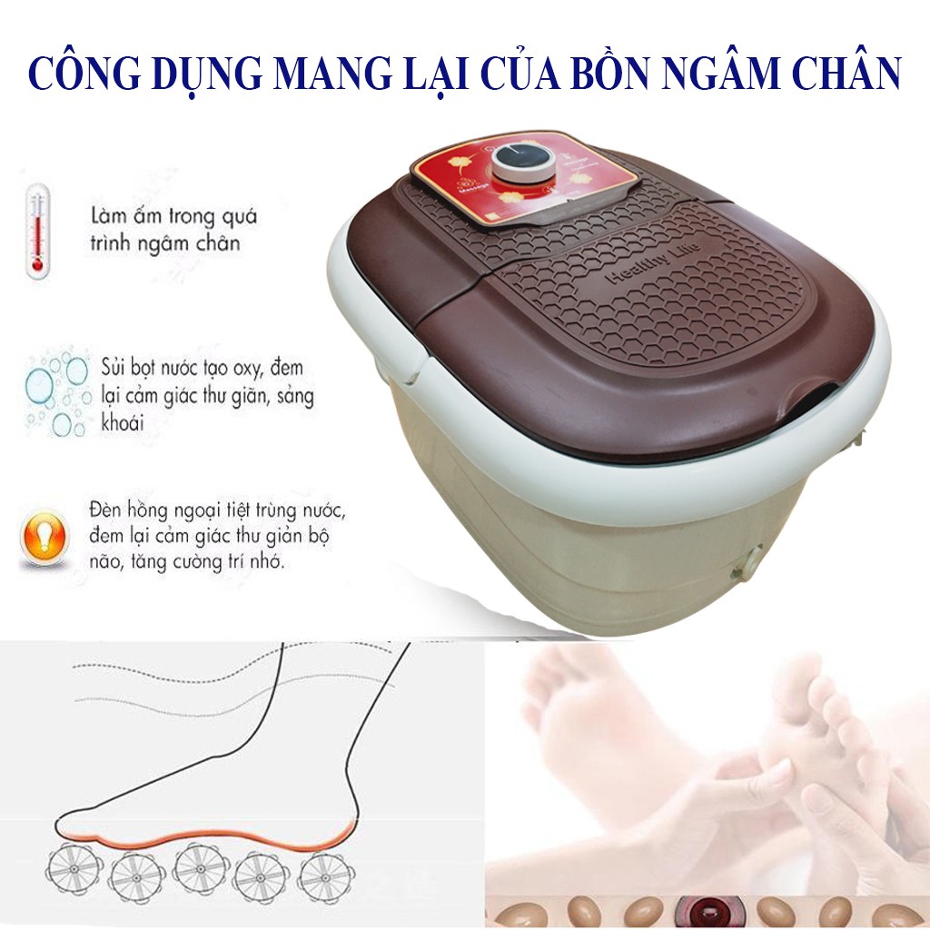 Máy ngâm chân massage JVJ hồng ngoại , Chậu ngâm chân cao cấp, Bh 6 tháng