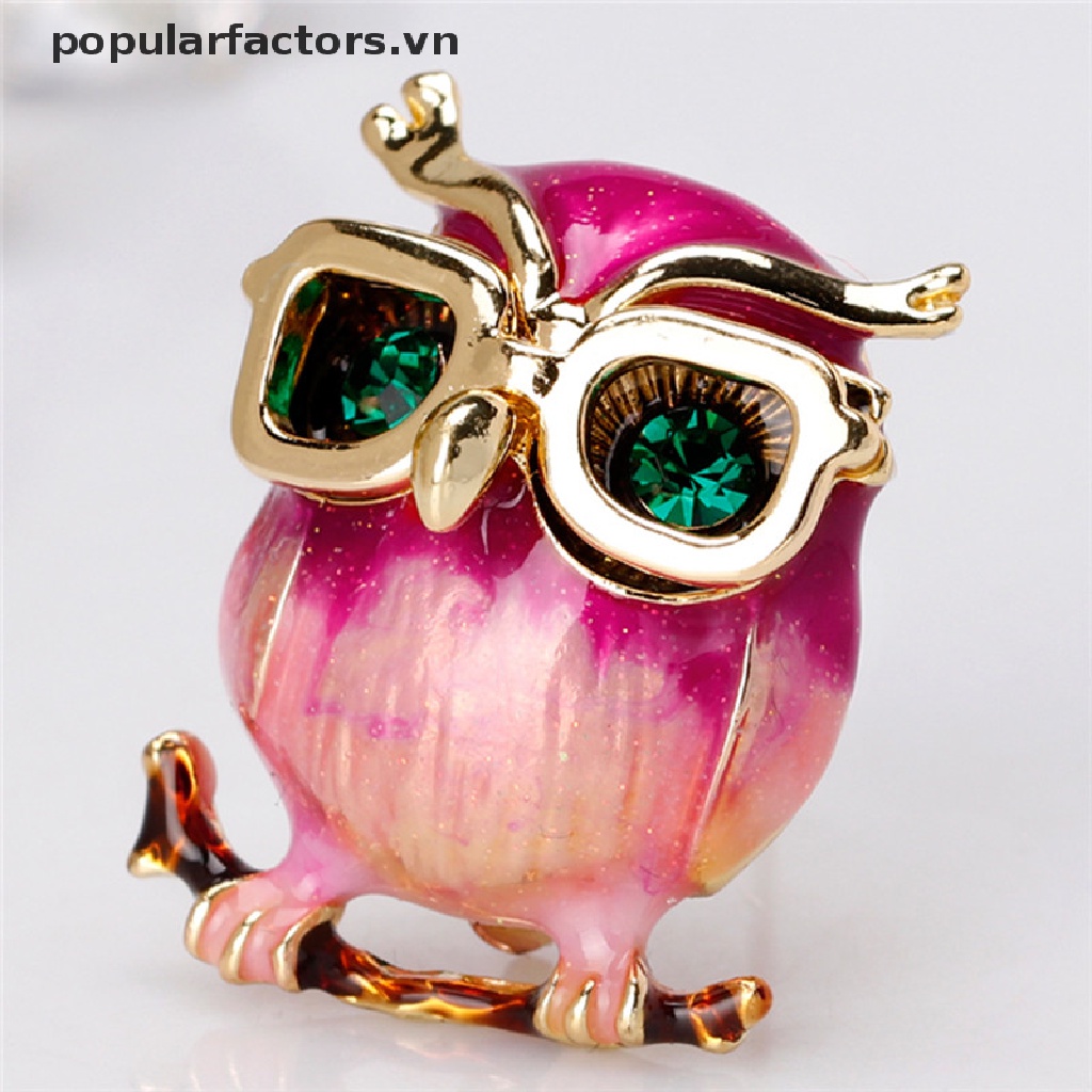Ghim Cài Áo Hình Cú Mèo Đính Pha Lê Thời Trang
