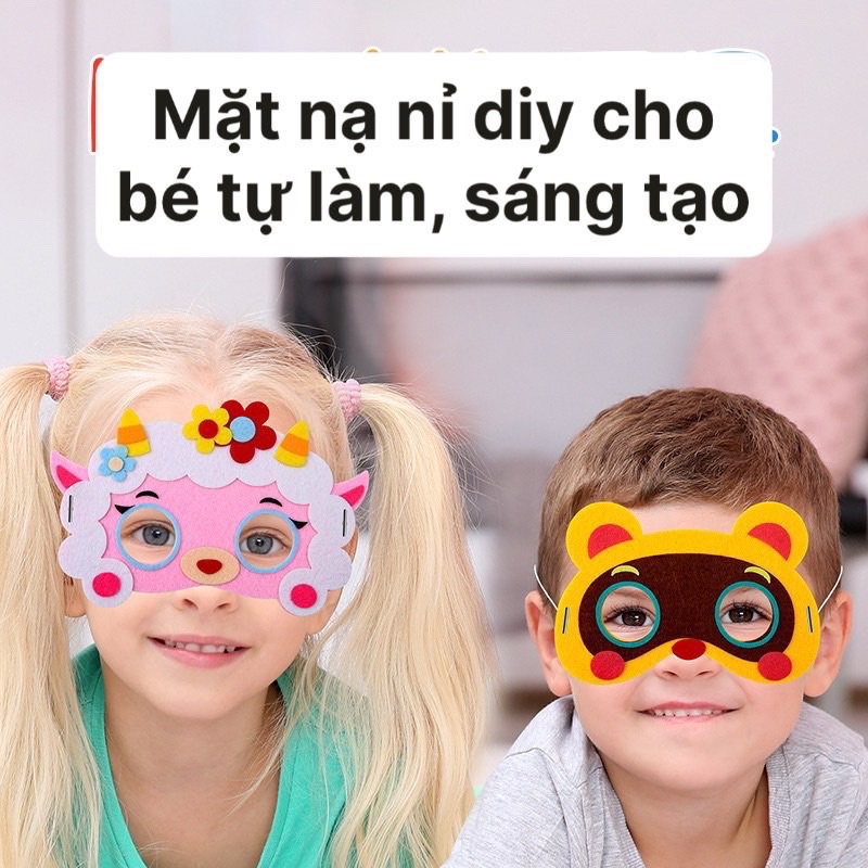 Mặt nạ vải hình thú cho bé, mặt nạ Halloween Diy cho bé, mặt nạ cho bé nhập vai