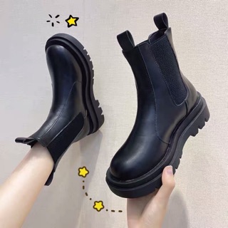 (Order) Boots da trơn đế cao cổ chun Hàn Quốc (ảnh thật +video)
