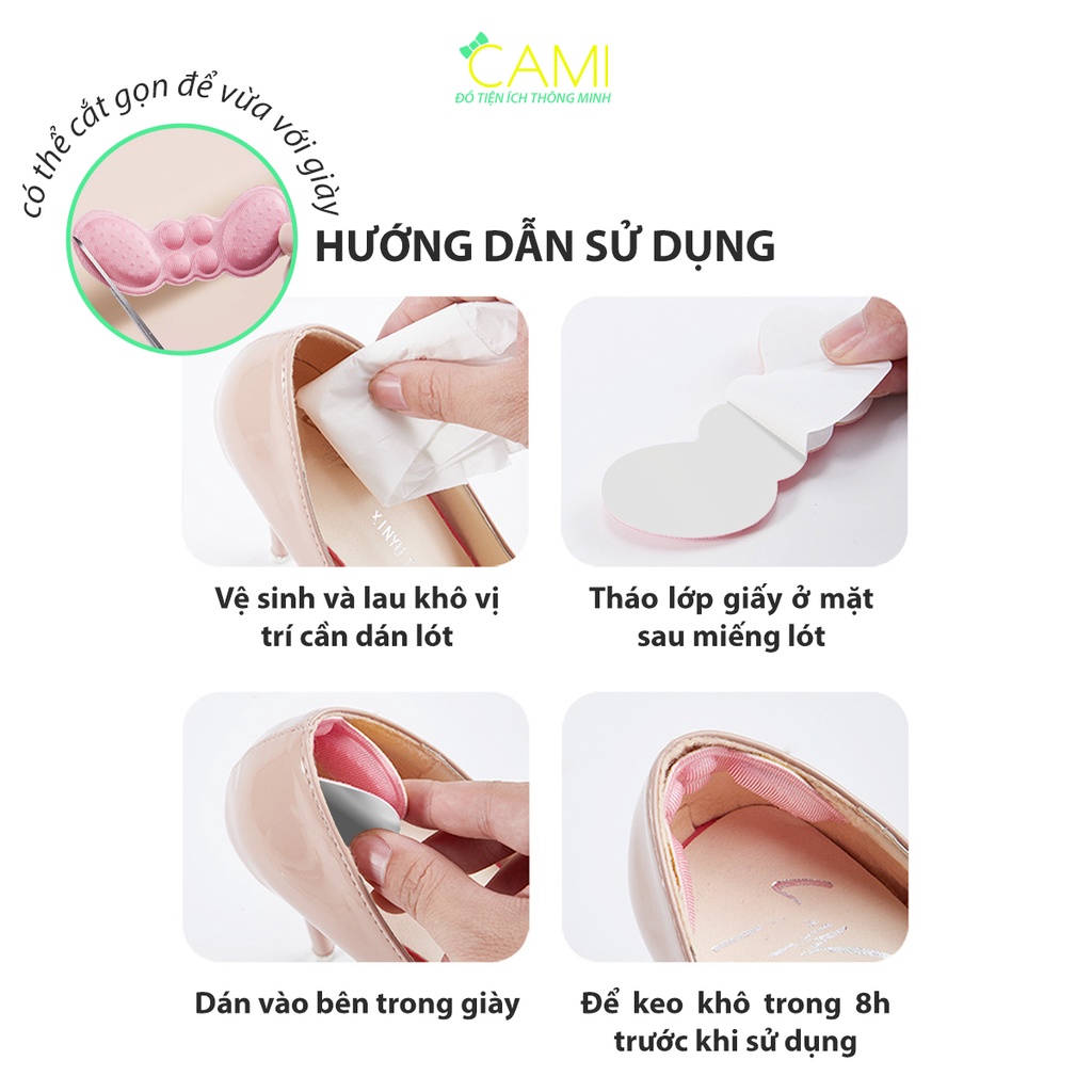 Lót gót giày cánh bướm 4D có mặt gai silicone 2 tác dụng - doni86