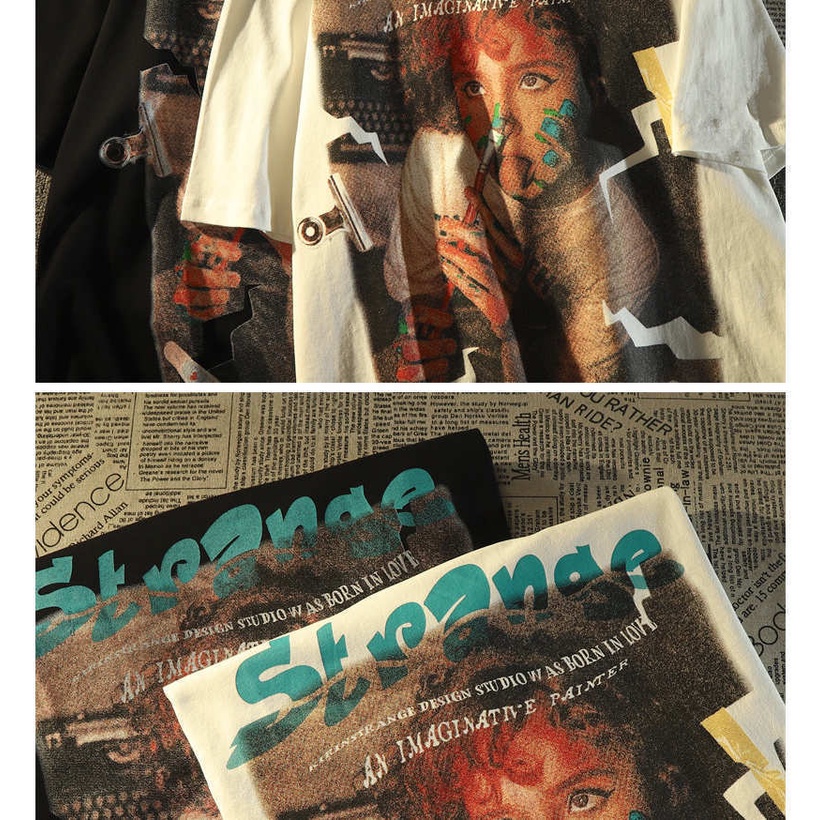 Áo Thun Tay Ngắn Dáng Rộng Phong Cách Retro Mỹ Dễ Phối Đồ Thời Trang Mùa Hè Cho Nam Và Nữ