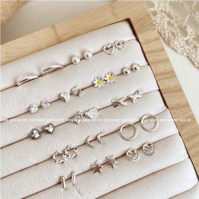 Khuyên tai bạc nữ TLEE hình khối tròn mini xinh xắn TleeJewelry B0277