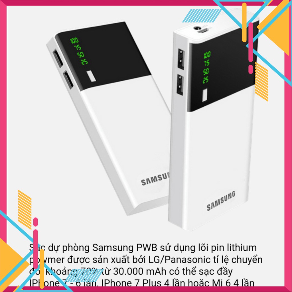 Sạc Dự Phòng Sam Sung 30000mah Có Đèn Pin Và Hiển Thị % Pin