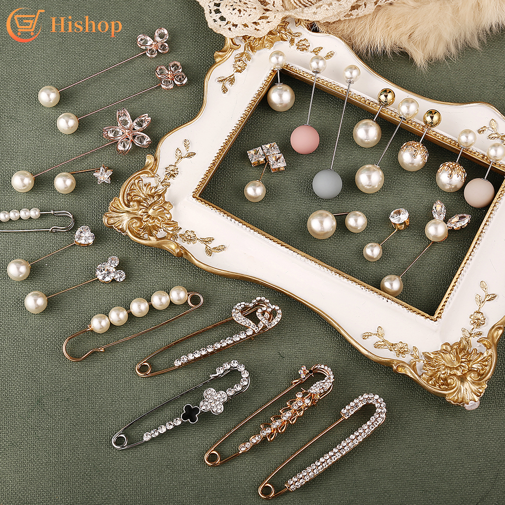 Ghim cài áo đính đá/ ngọc trai giả thời trang