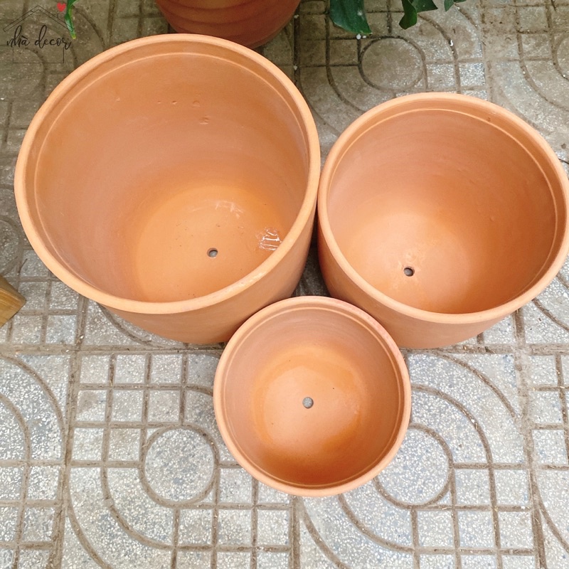Chậu trồng cây chậu đất nung trứng trơn vintage Nhà Decor trồng cây cảnh 3 size Nhà Decor ship 1h lỗi 1 đổi 1