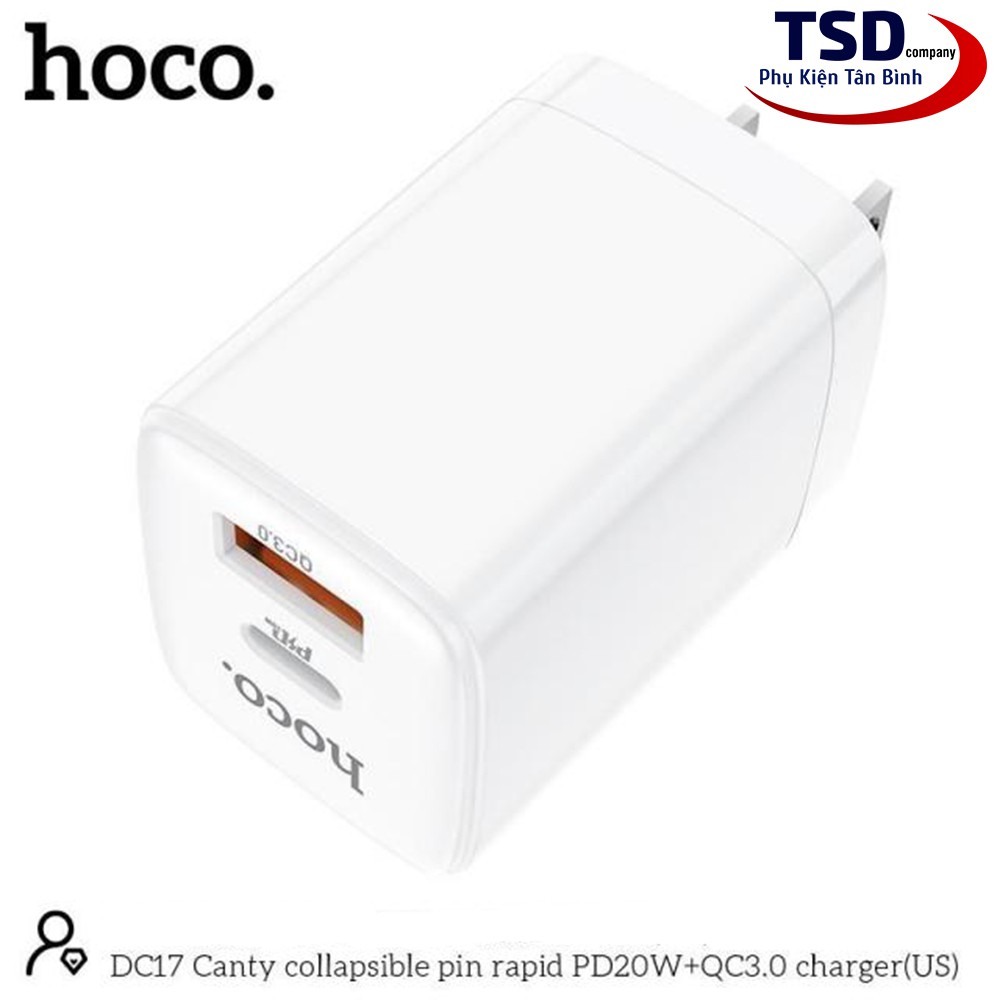 Củ Sạc Nhanh Hoco DC17 Speed Dual 2 Cổng QC3.0 PD 20W Chính Hãng