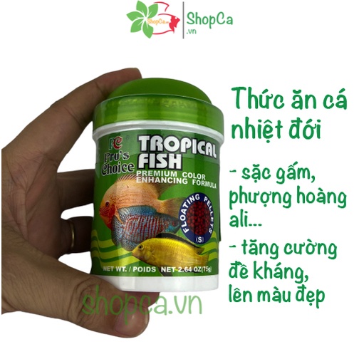 Thức ăn cá ông tiên, phượng hoàng, sặc gấm TROPICAL FISH Pro Choice - dạng Hạt Nổi, Cá dễ ăn, dễ hấp thu 75Gr