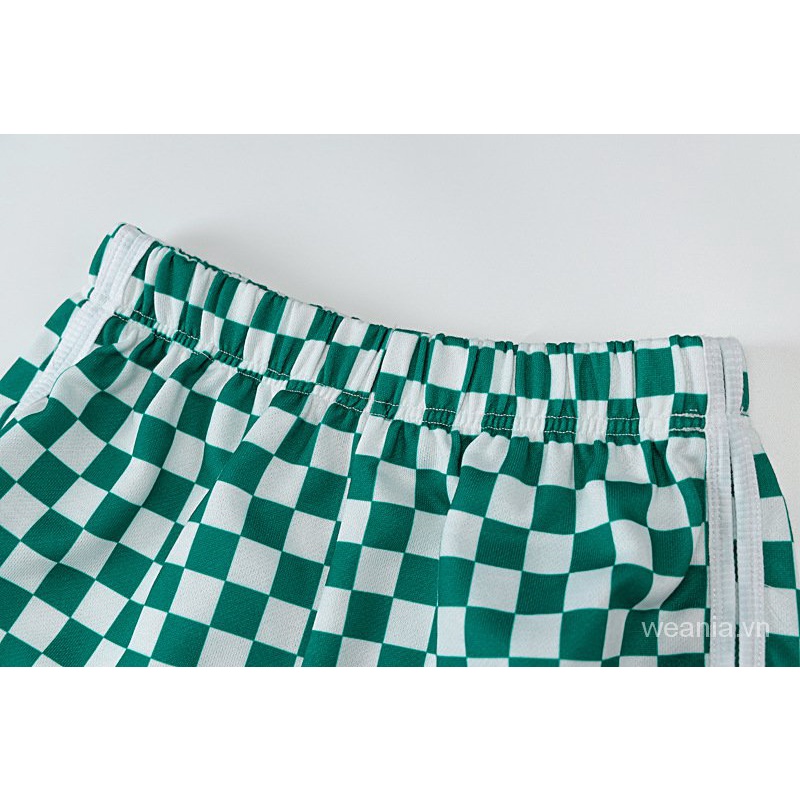 Thời Trang Quần Short Phối Lưới Họa Tiết Sọc Caro Phong Cách Đường Phố Cá Tính Cho Nữ