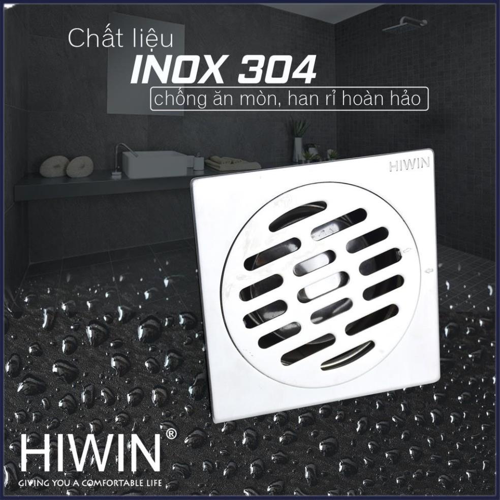 Phễu ga thoát sàn ngăn mùi hôi inox 304 mặt gương bóng kích thước 120x120mm HIWIN FD-6322