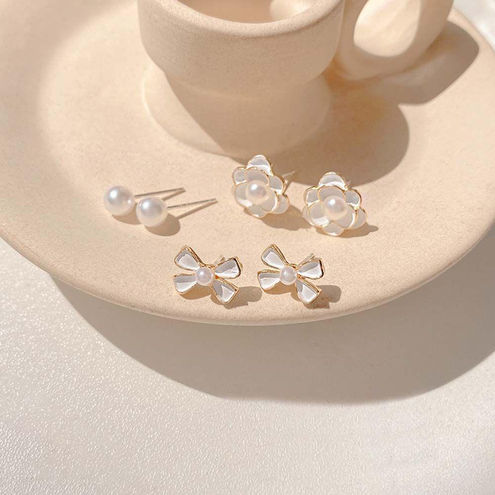 Bông Tai Hình Hoa Trà Thắt Nơ Xinh Xắn Cho Nữ