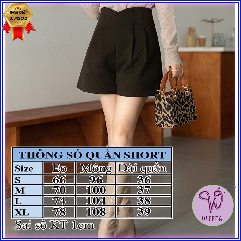 Quần short nữ cạp cao dáng suông đẹp Wice , quần sooc đùi ngắn 3 màu đen kem be mặc mặc tôn dáng Wiceda TB370 | BigBuy360 - bigbuy360.vn
