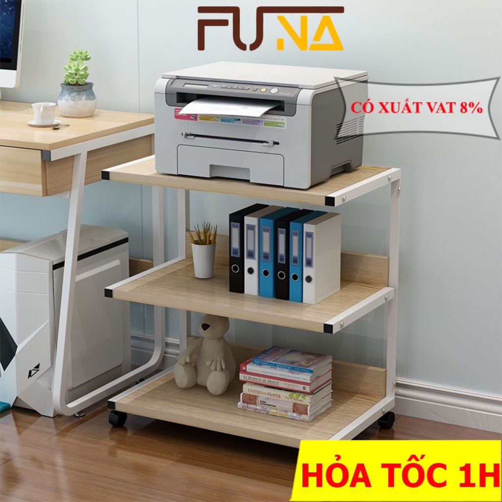 Kệ Sách Di Động FUNA KMI01 Kệ Để Máy In Khung Thép Sơn Tĩnh Điện Mặt Gỗ Có Bánh Xe Di Chuyển Rất Tiện Lợi