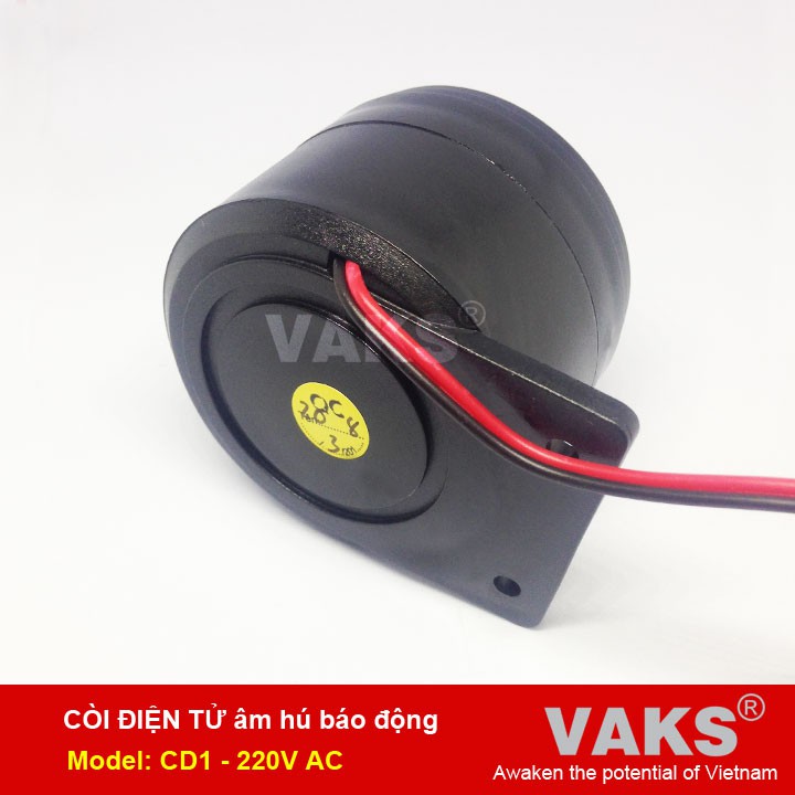 Bộ 2 cái Còi điện tử hú báo động dùng điện 220V AC (Đen)