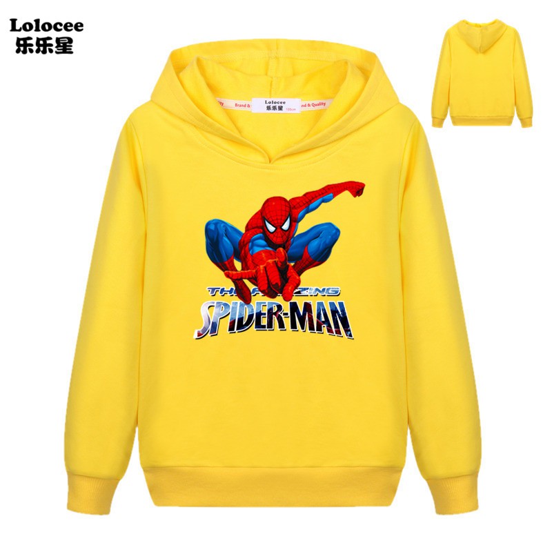 MARVEL Áo Hoodies Tay Dài Hoạ Tiết Người Nhện Cho Bé Trai