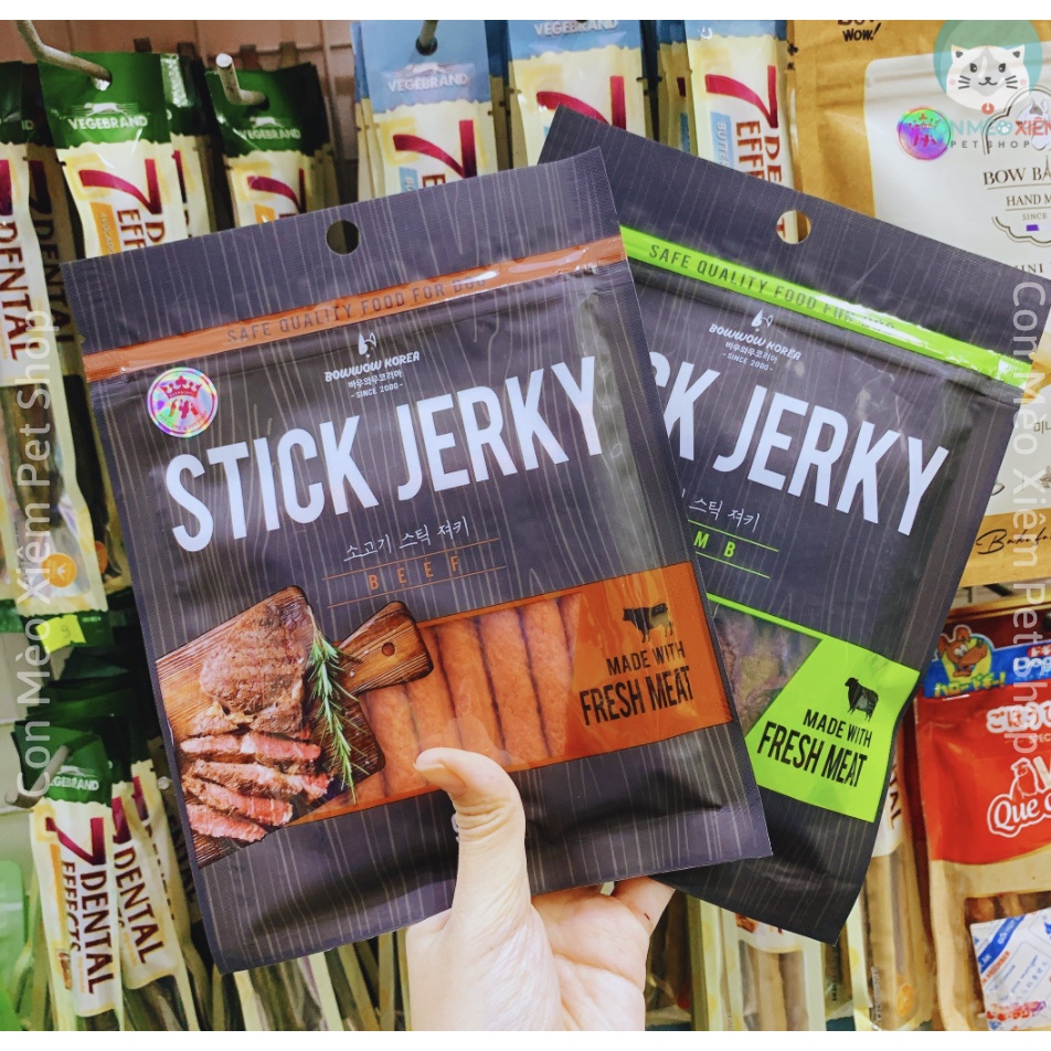 Snack cho chó thịt cừu Úc que Bow wow stick jerky lamb 90g, thức ăn cho chó vặt huấn luyện cún Con Mèo Xiêm