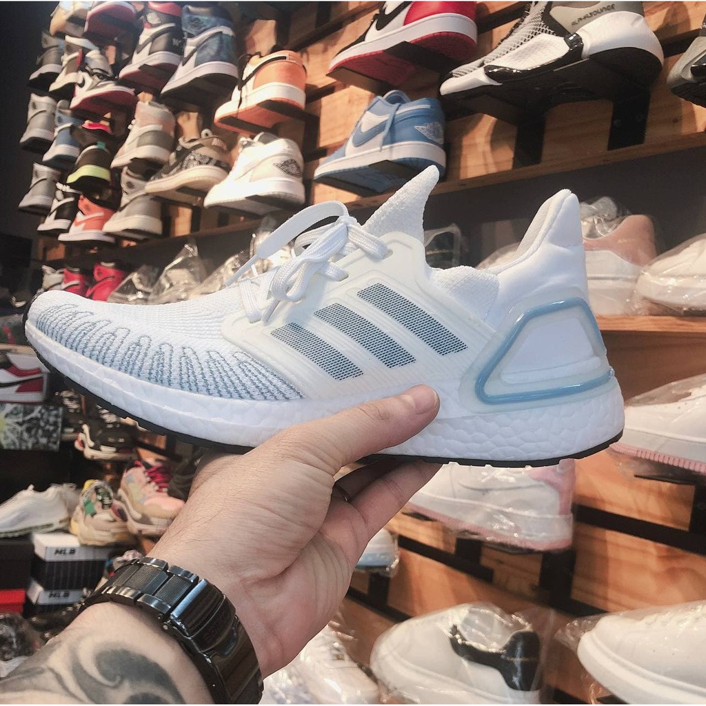 Giày thể thao Ultra Boost 6.0 Trắng viền xanh [BIG SALE  - FULL BOX] Giày chạy bộ - tập gym full size nam nữ