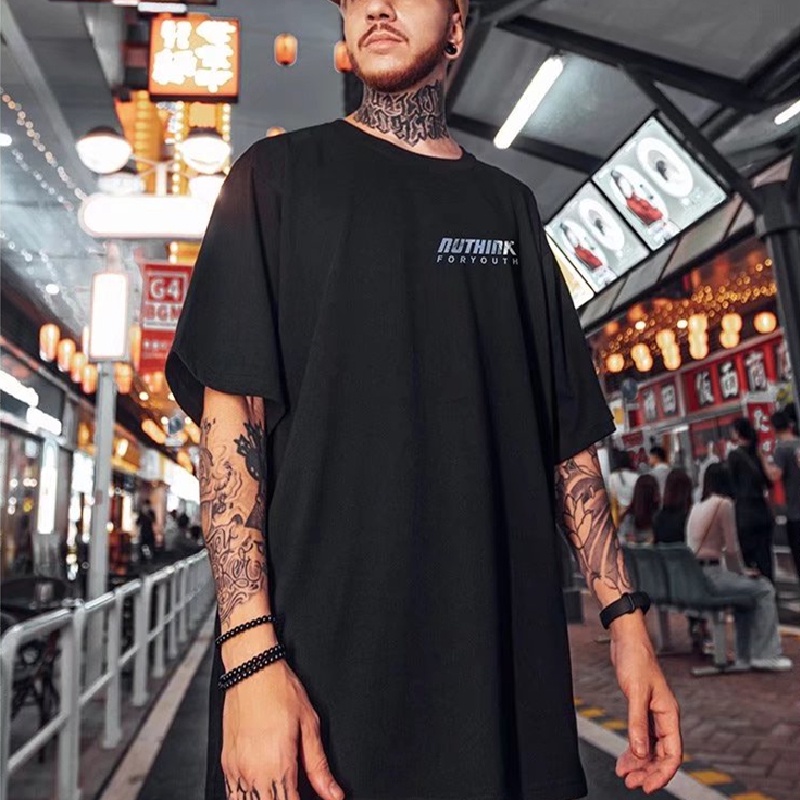 Áo Thun Tay Ngắn Dáng Rộng In Chữ Phong Cách Hip Hop Đường Phố Hàn Quốc Thời Trang Mùa Hè Cho Nam Cỡ M-8XL