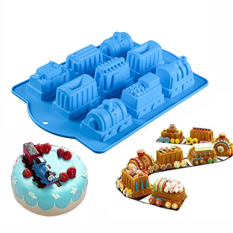 Khuôn Silicone Tạo Hình Đoàn Tàu Xe Lửa Trang Trí Bánh