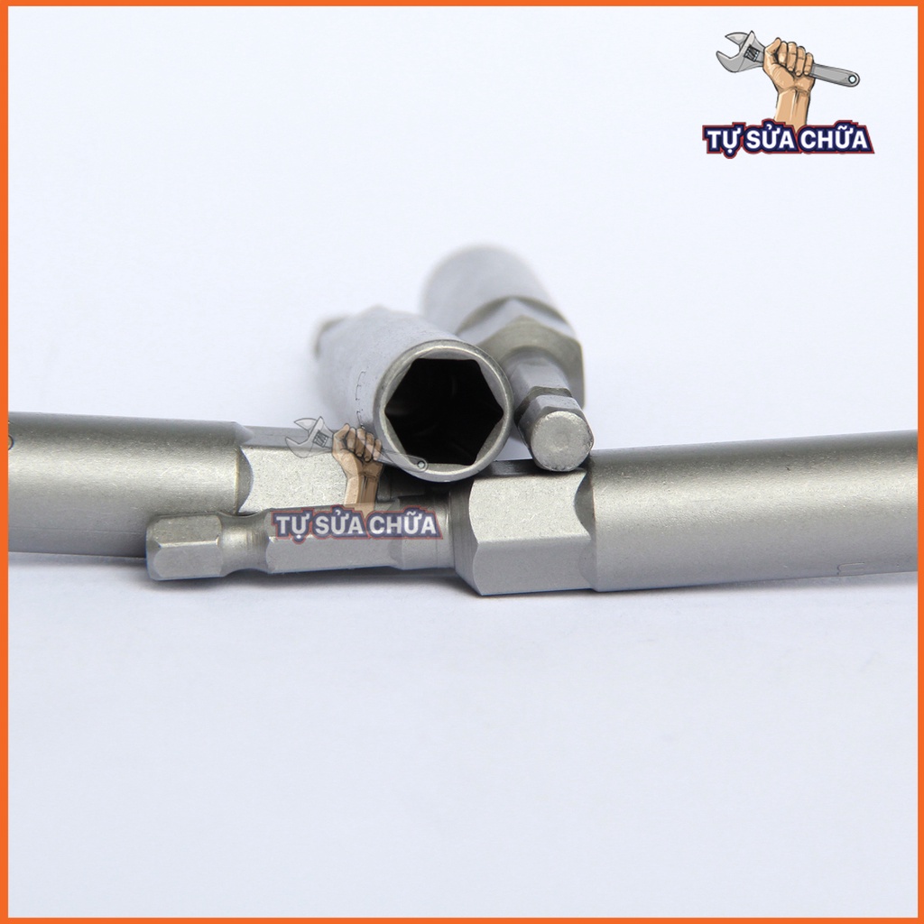 Khẩu, tuýp mở ốc, xiết ốc chuôi lục giác dài 8,5 cm thép Cr-V liền khối phù hợp với nhiều loại máy khoan
