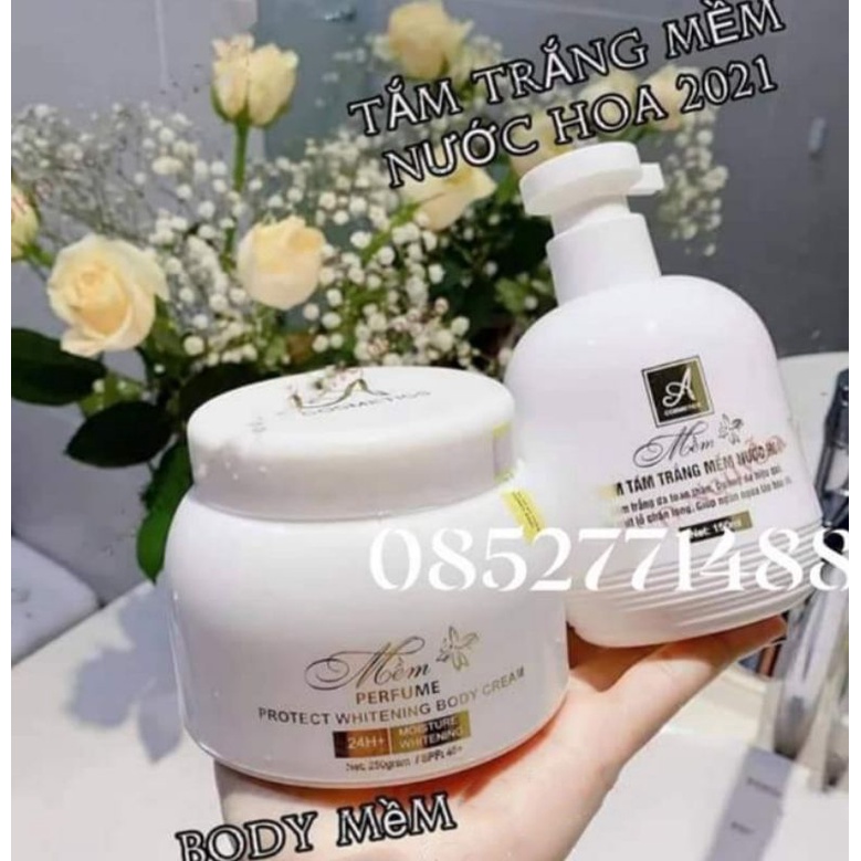 [CHÍNH HÃNG 100%] COMBO KEM TẮM TRẮNG MỀM NƯỚC HOA &amp; KEM BODY MỀM NƯỚC ACOSMETICS