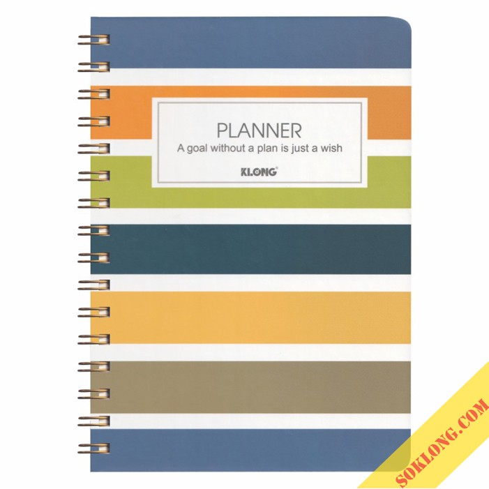 Sổ kế hoạch sọc ngang lò xo kép Planner A5 Klong 200 trang MS945 nhiều màu