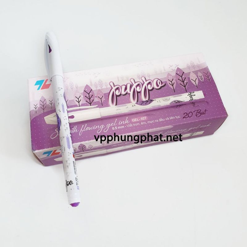 Hộp 20 Bút Nước T.Long Gel-027 Mực Tím (Hàng Chính Hãng)