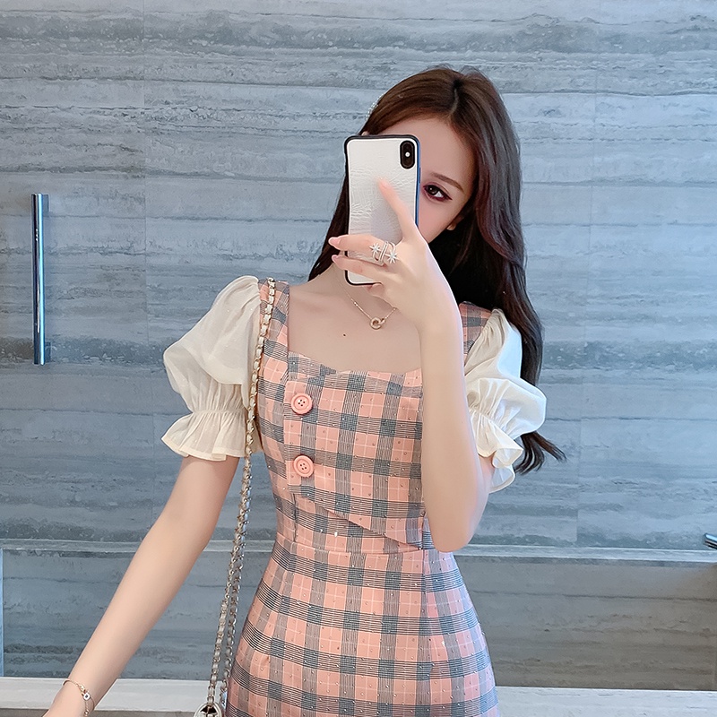váy xanh bơ đầm bigsize nữ đầm dự tiệc sang trọng đầm tay phồng váy nữ váy nữ xinh đầm vintage đầm caro đầm cổ vuông đầm hở lưng