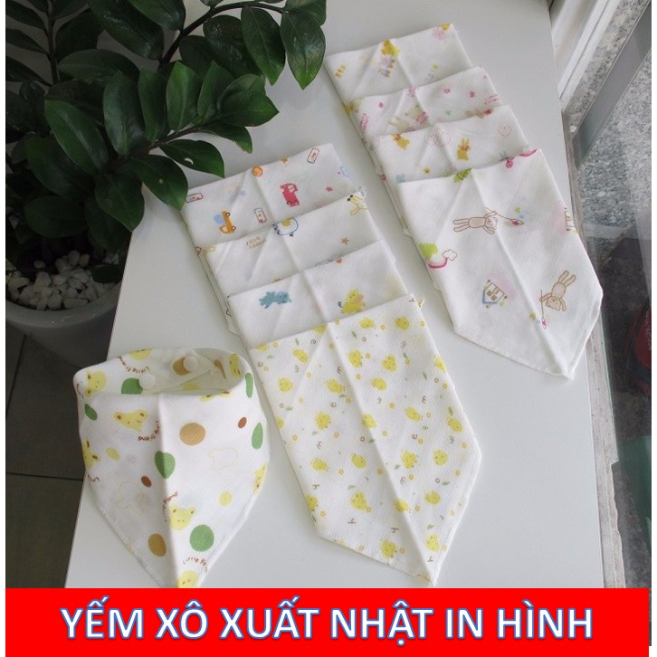 Yếm xô có khuy bấm in hình-Yếm sơ sinh in hình-yếm tam giác Xô hoa hàng Việt Nam xuất Nhật loại đẹp cho bé