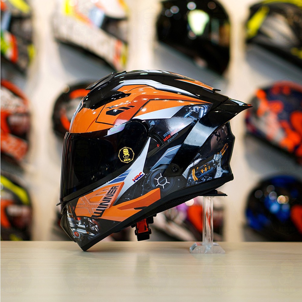 Combo Nón Fullface 2 Kính Yohe 981 Tem Decal Winner X Kèm Kính Đen Và Đuôi Gió Pista