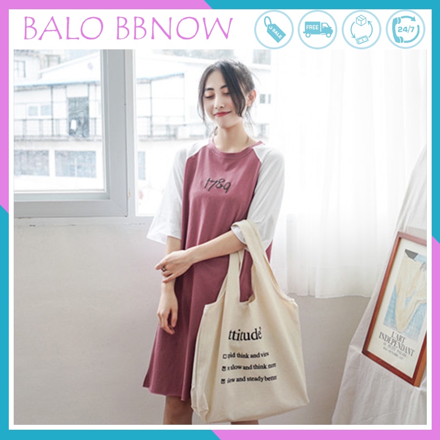 Túi tote vải canvas giá rẻ thời trang đi học BBNOW TT1