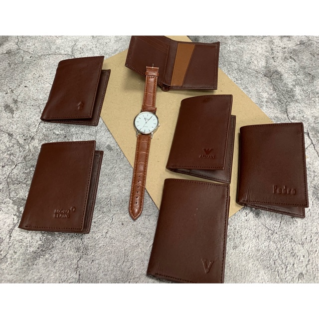 Ví da mini màu nâu