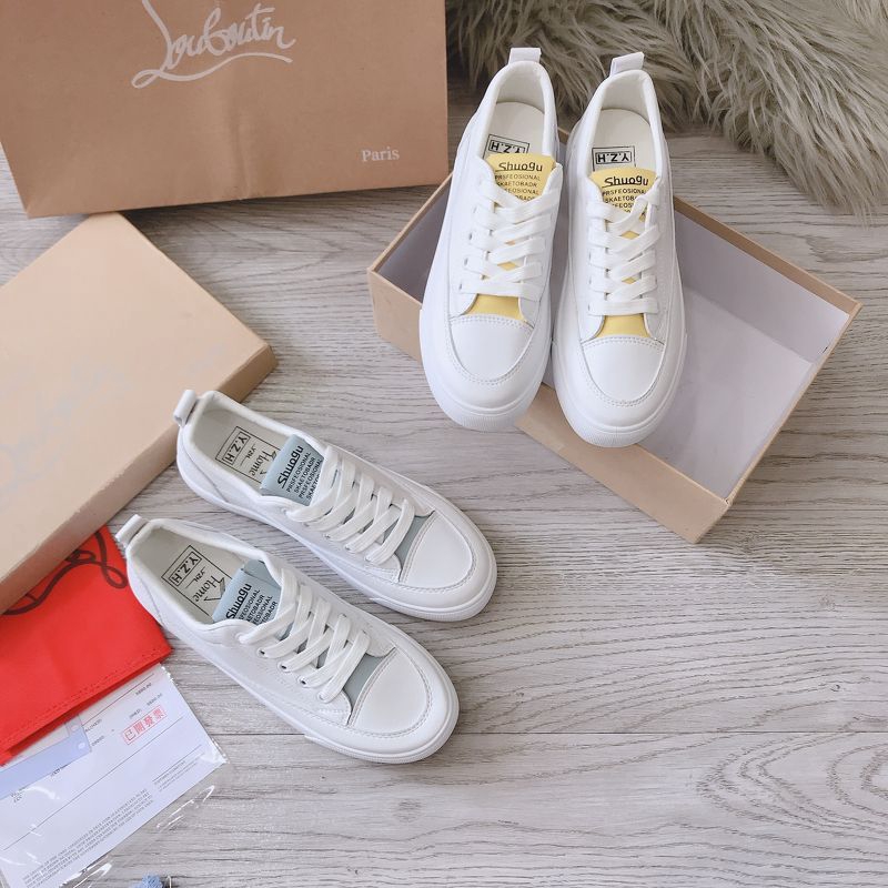 [Shopee trợ giá] Giày thể thao trắng da mềm lót màu