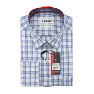 Áo sơ mi nam dài tay kẻ caro Tencel Slim Fit Vĩnh Tiến