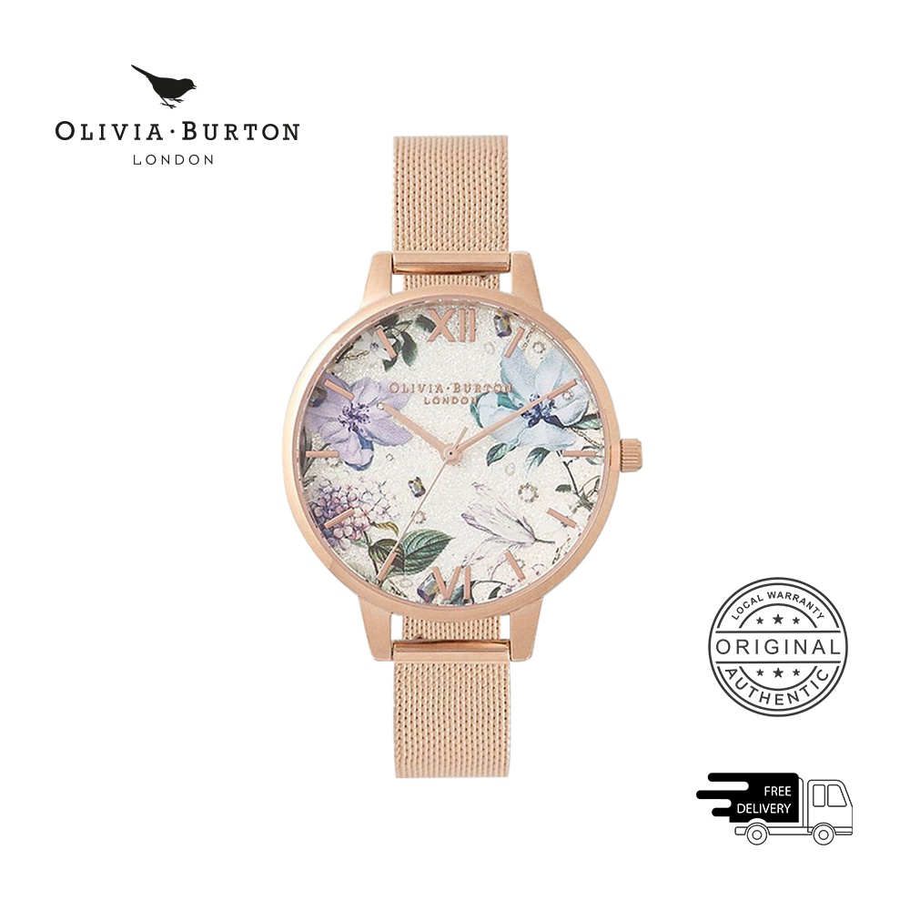 Đồng Hồ Nữ Olivia Burton Bejewelled Florals Màu Bạc & Kĩ Thuật In 3D (OB16BF27)