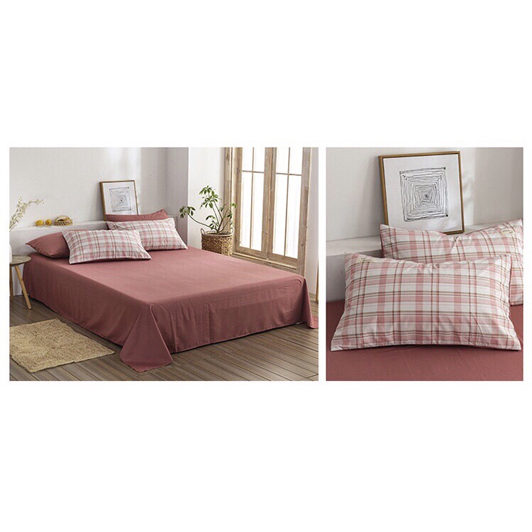 Bộ Ga Gối ❤️ cotton tici đủ size ga giường cotton đũi trơn basic nhập khẩu phong cách hàn quốc Mượt Decor