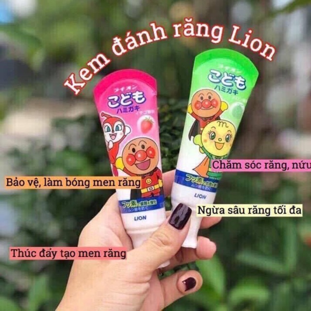 Kem Đánh Răng Lion Vị Dâu / Dưa Cho Bé Từ 1 Tuổi ( Bé Nuốt Được)